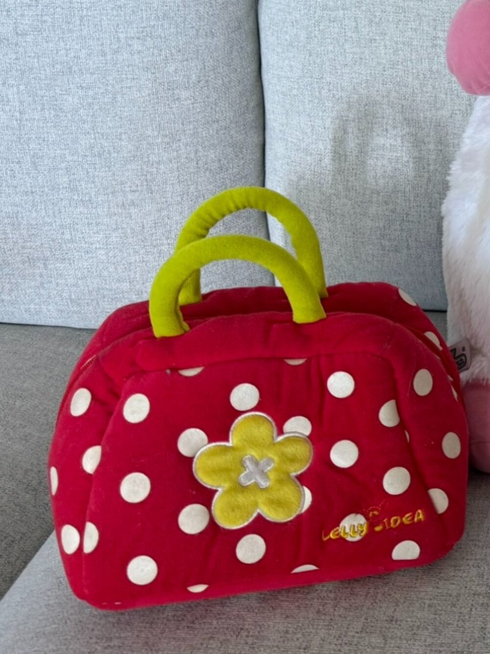 Lelly Idea Red Polka Dot Plush Top Handle Handbag
